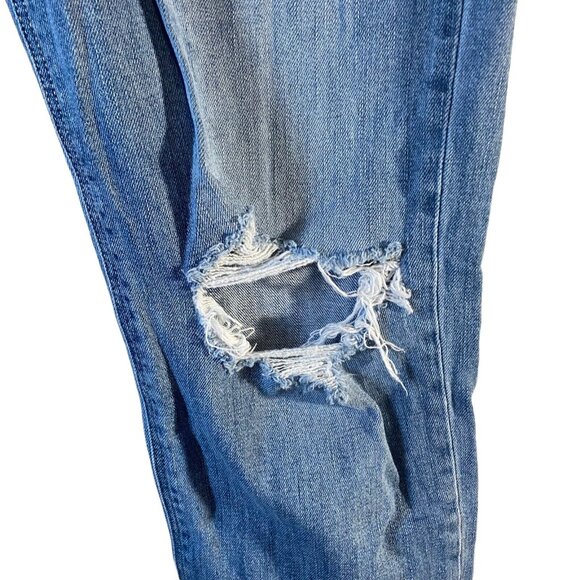 Old Navy Boyfriend Women Blue Distressed Ripped Jeans Standards Mid Rise Size 8 - Picture 9 of 13